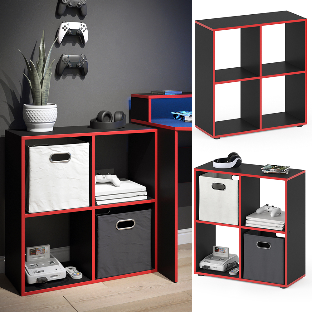 meuble de rangement cube "Tetra", noir/rouge, 72 x 72.6 cm, Vicco