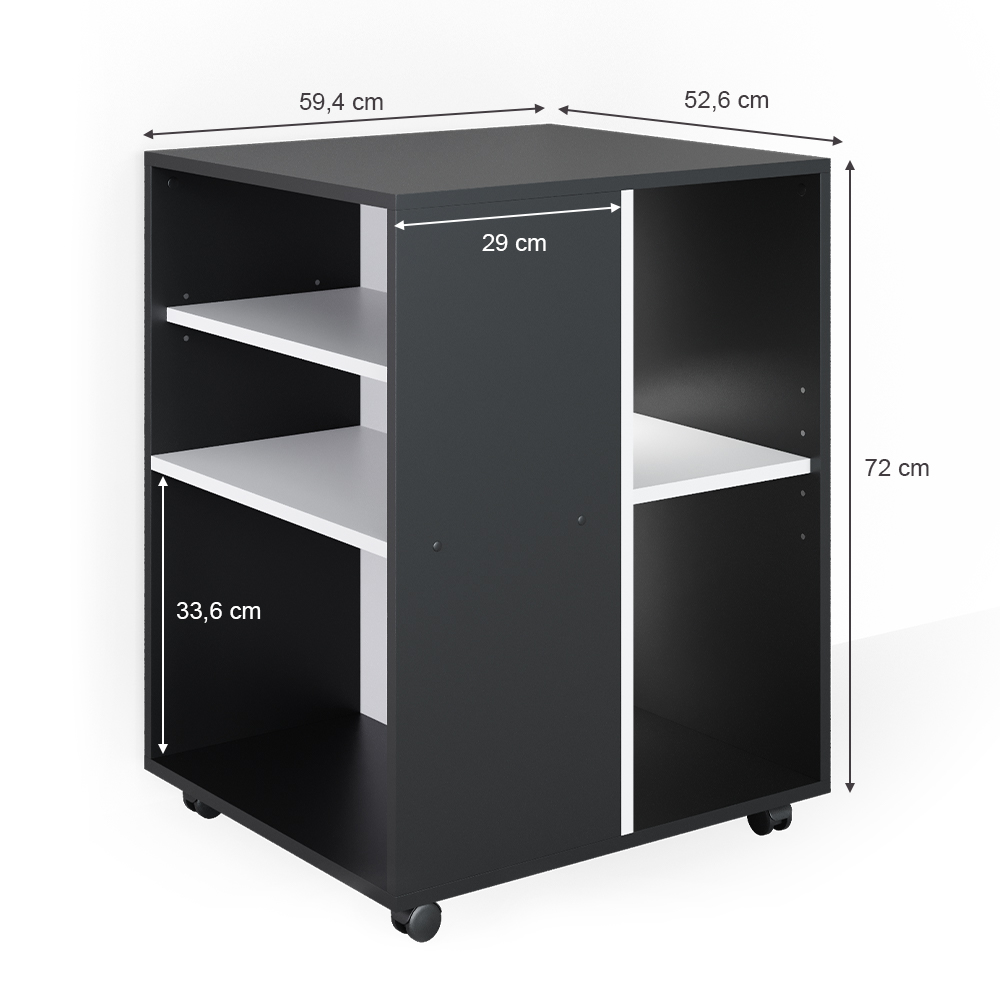 Rollcontainer Anthrazit/Weiß 59 x 53 cm Vicco