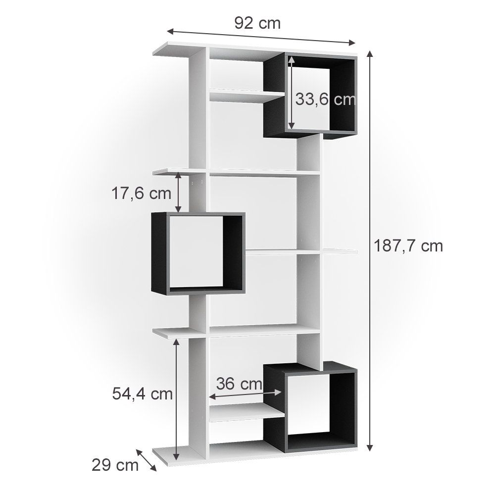 Raumteiler "Cube" Weiß/Anthrazit 92 x 187.7 cm Vicco