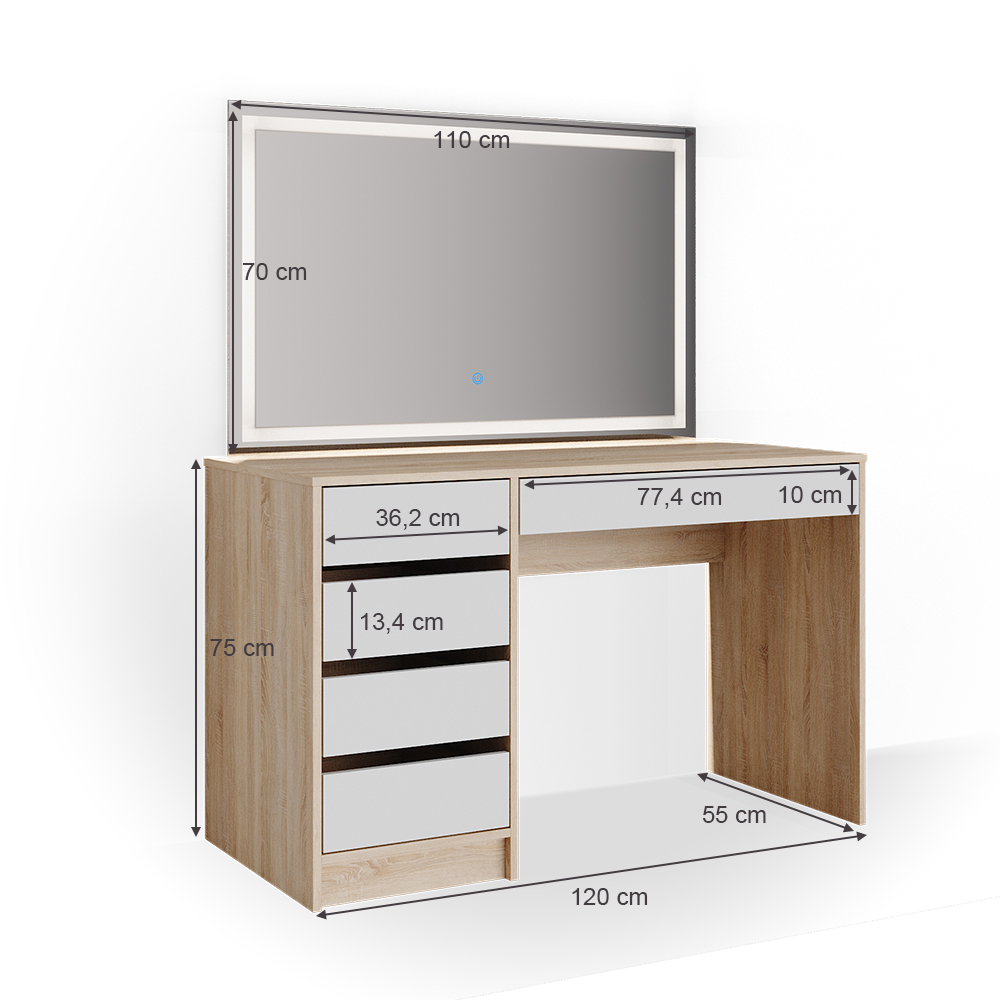 Coiffeuse Sherry Blanc Avec Miroir LED Vicco – Meuble Moderne Pour Chambre Ado