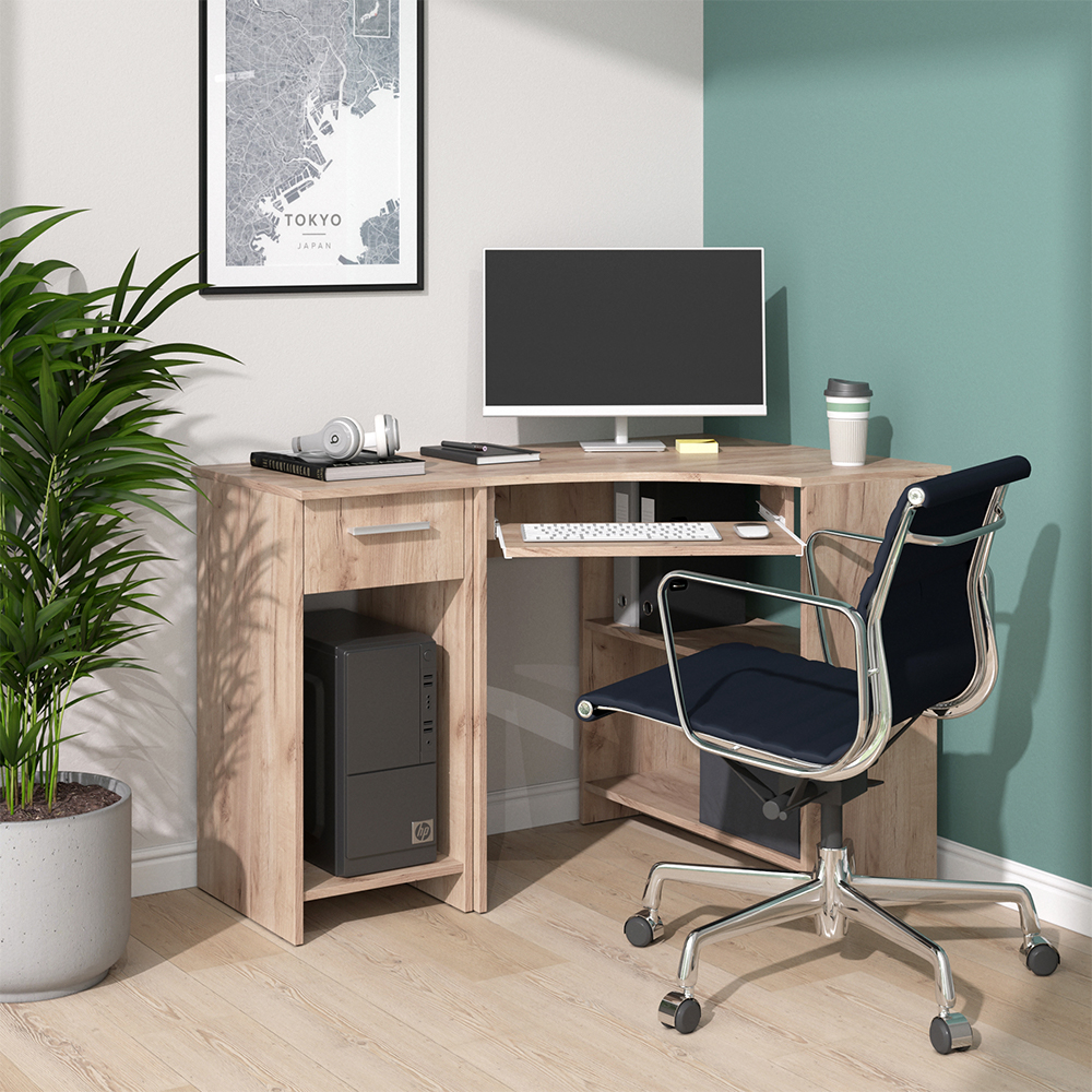 Vicco Odin Hoekbureau - 83 X 76 Cm Set Met PC-kast Wit - View #2