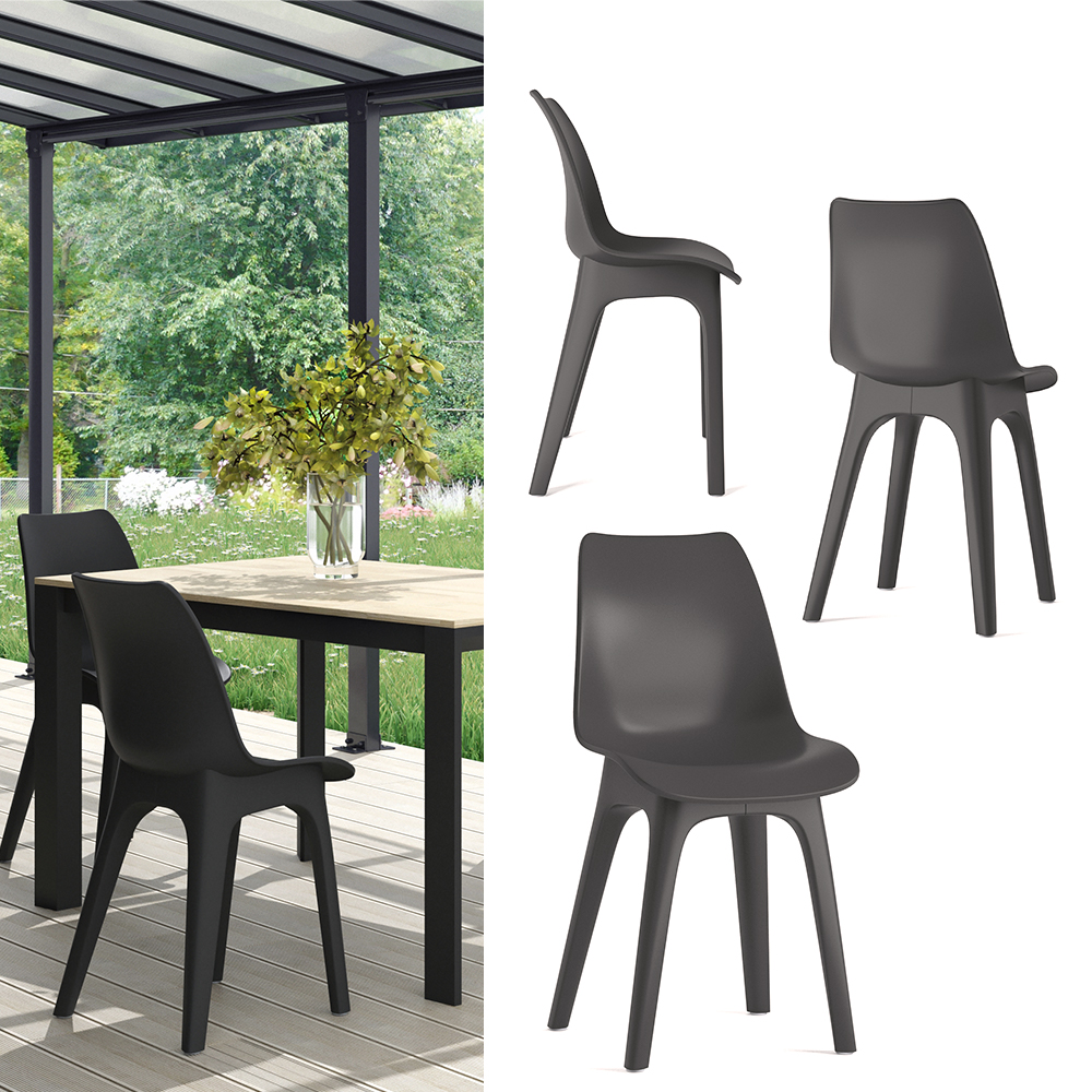 chaise de jardin "Eolo", Noir, 45 x 81 cm Set de 2, OK-Living