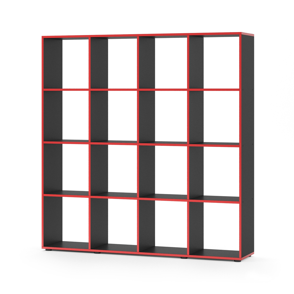 meuble de rangement cube "Karree", noir/rouge, 138.5 x 142.5 cm, Vicco