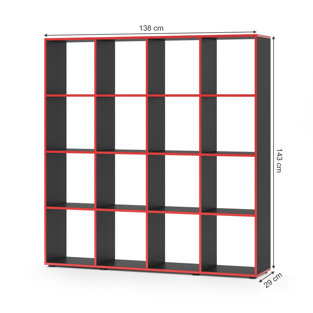 Razdelilnik prostorov "Karree", Črna/rdeča, 138.5 x 142.5 cm, Vicco