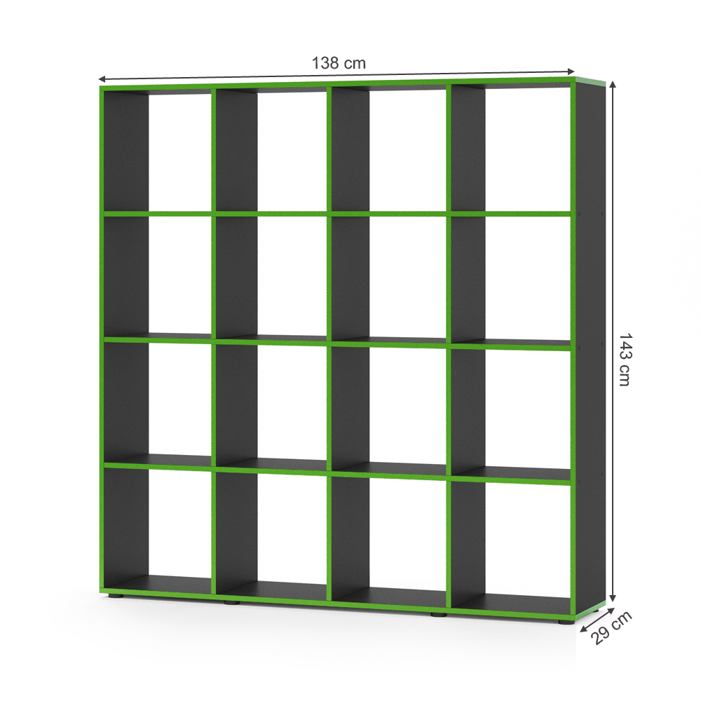 Razdelilnik prostorov "Karree", Črna/zelena, 138.5 x 142.5 cm, Vicco