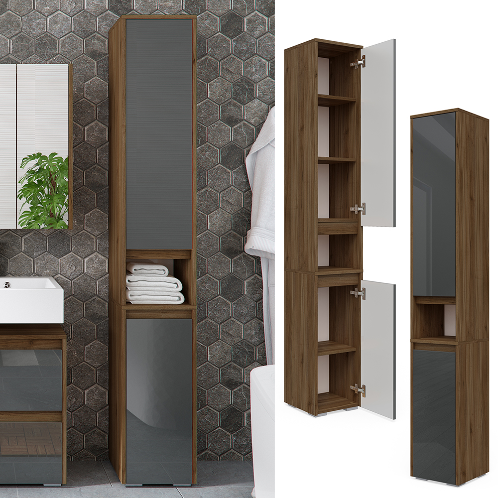 Vicco Badkamermeubel Irida, Antraciet/wit, 30 x 79 cm