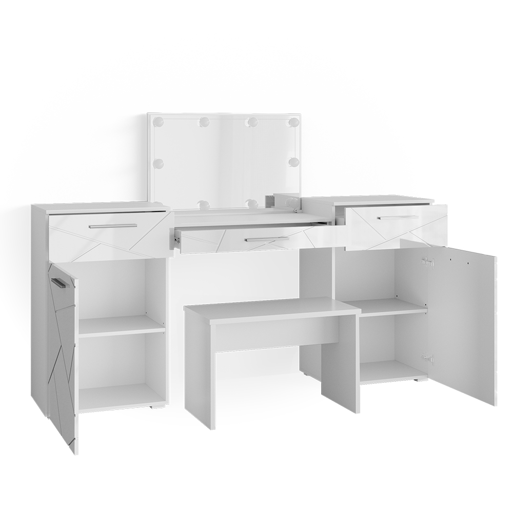 UKJYJHHFG Tavolo da Trucco Bianco con Specchio e luci Regolabili per Ragazze e Donne Elegante Tavolo da toeletta per Camera da Letto