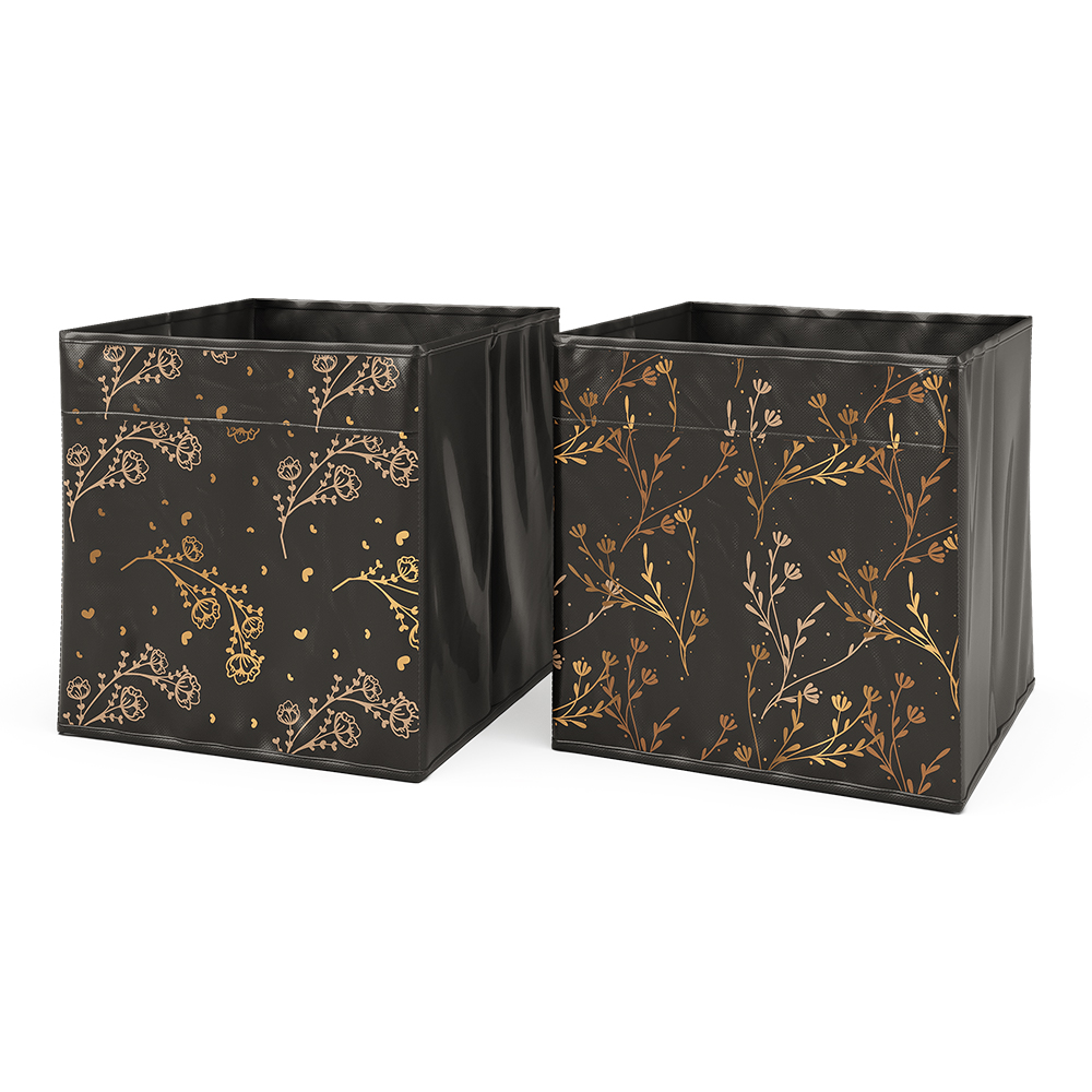 Boîte pliante , Noir/Or, 30 x 30 cm Set de 2 options2, Vicco