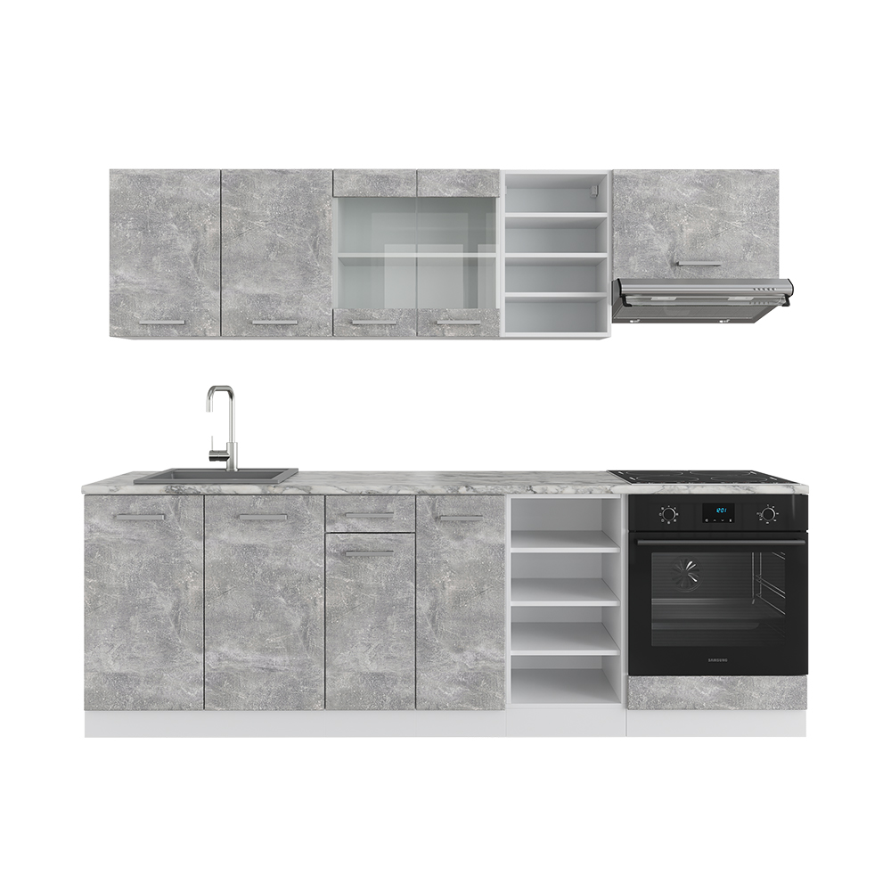Cuisine R-Line, 140 cm , PT Chêne, Rouge/Anthracite, Vicco - Maison