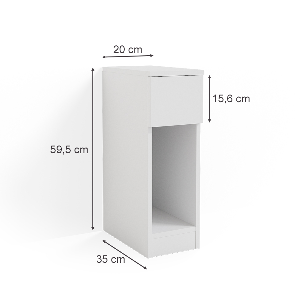 Nachttisch "Enton" Weiß 20 x 59.5 cm Vicco