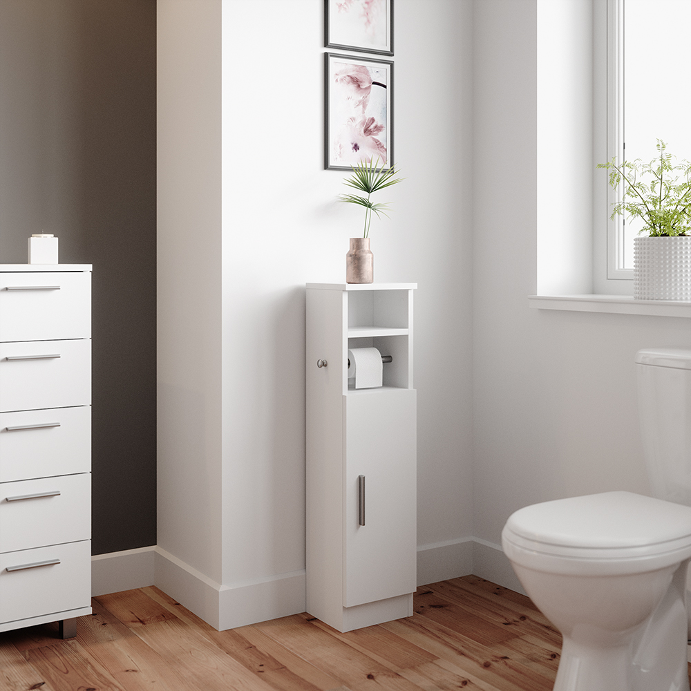 meuble de rangement de salle de bain "Enga", Blanc, 23 x 90 cm, Vicco