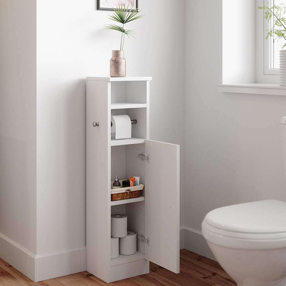 meuble de rangement de salle de bain "Enga", Blanc, 23 x 90 cm, Vicco