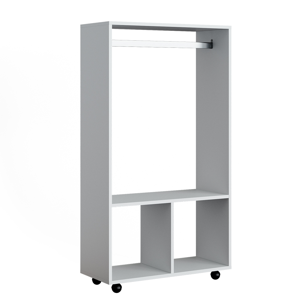 Armoire De Rangement 'Claus' - 6 Portes, 8 Étagères, Tringle à Vêtements - Blanc, 111x191.5cm - Pour Chambre, Salon - 5