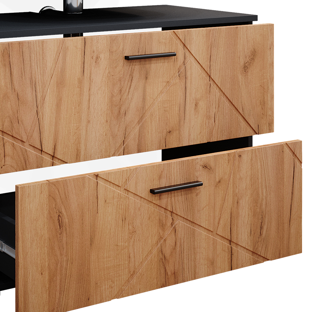 Livinity Badmöbel-Set Ronco - Modernes 4-teiliges Badezimmer Set In Goldkraft Eiche