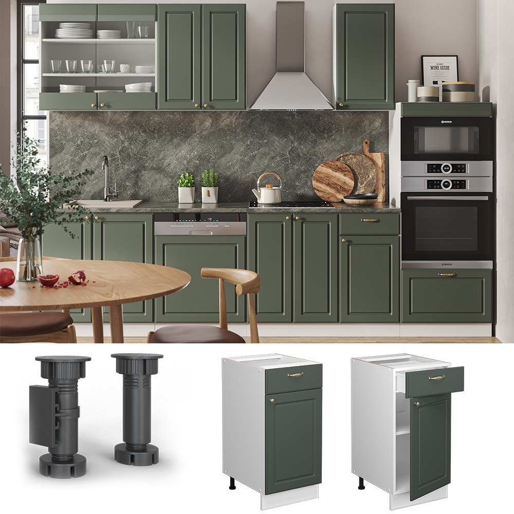 Vicco Cuisine Fame-Line, Vert et or campagne/anthracite, 280cm , PT