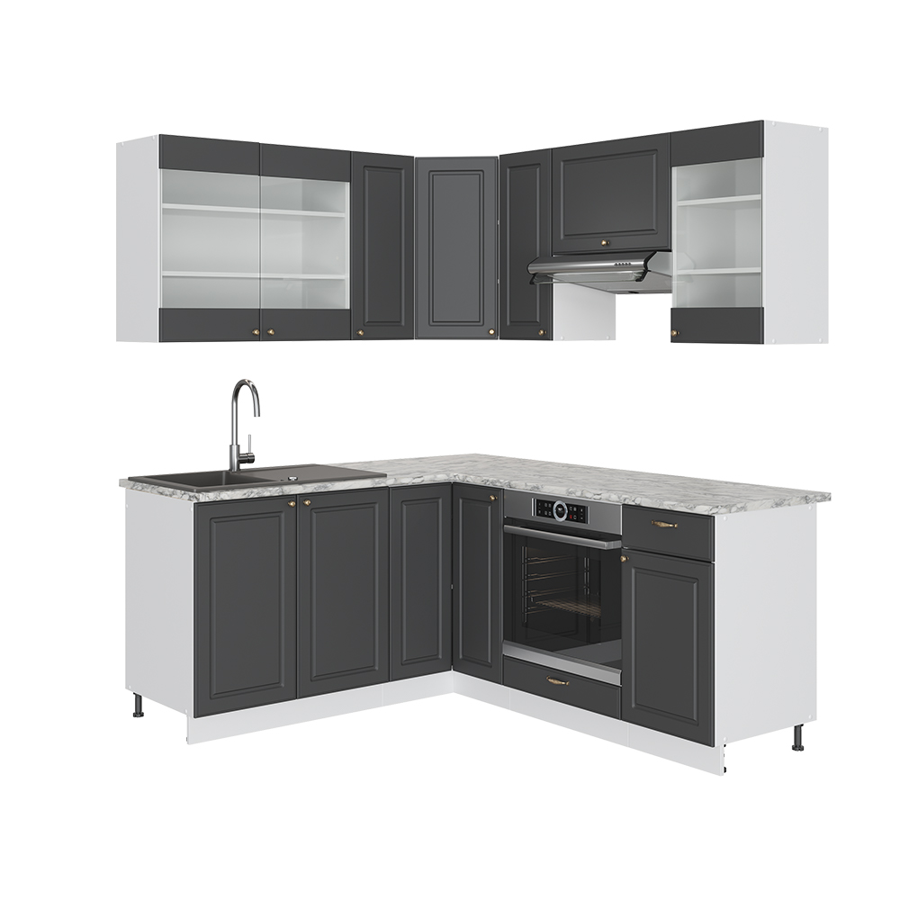 Scrivania Angolare Arion, Bianco/antracite, 90x90 Cm - Tavolo Da Ufficio Casa, Salva Spazio, Con Ripiano