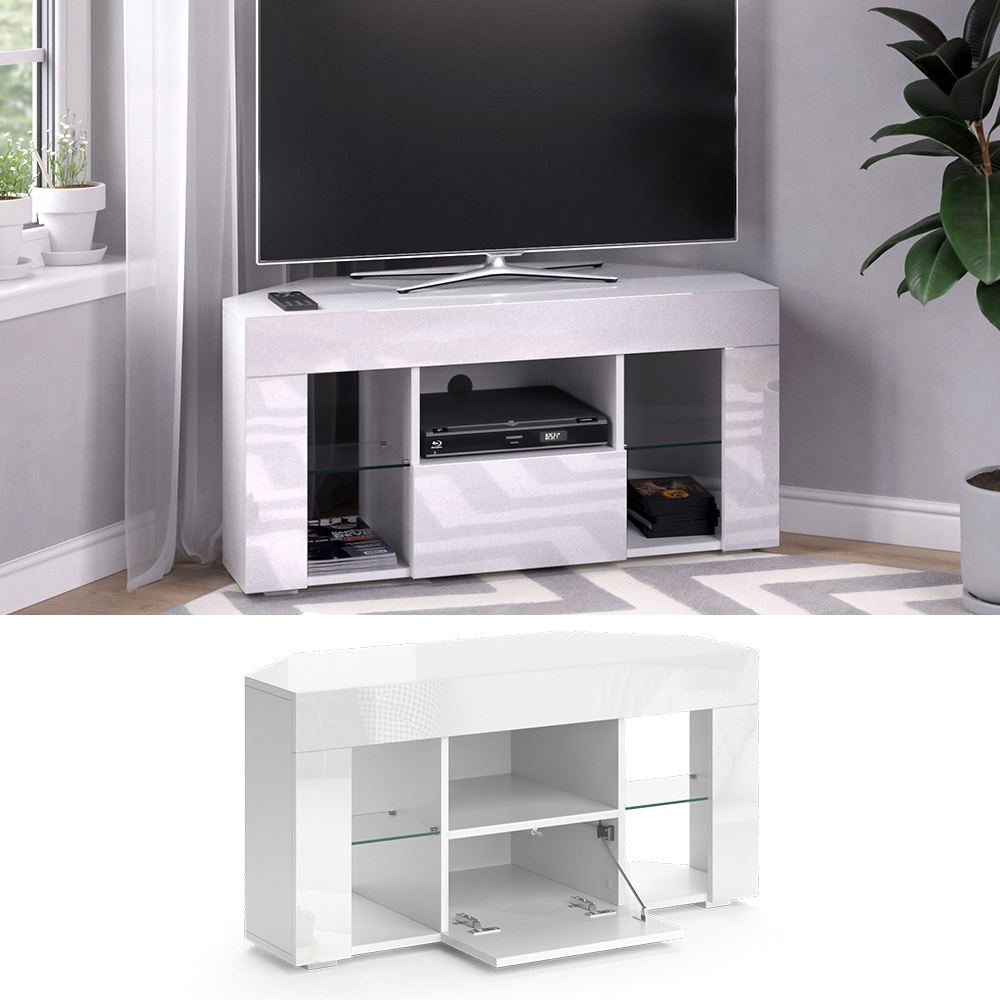 meuble tv "Denver", Blanc Haute brillance, 100 x 50 cm, Vicco