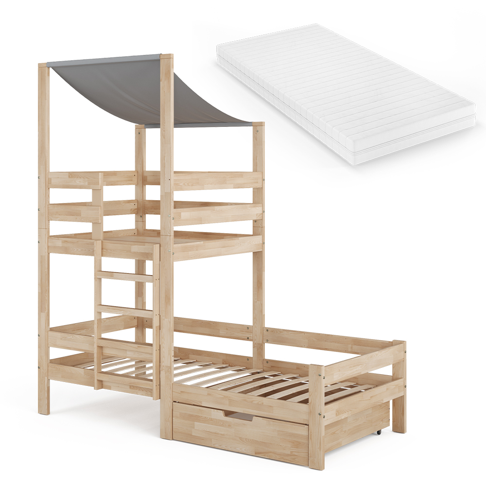 BDW Kinderbett Mit Schublade & Matratze - 160x80cm In Eiche Sonoma