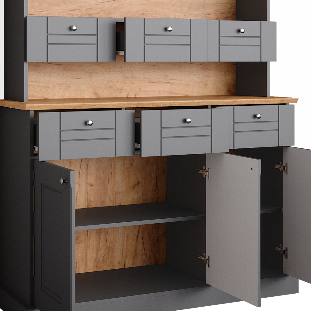 Credenza Cucina Bergamo 80 Cm Vicco Mobile - Grigio/Rovere, Design Funzionale E Moderno - Foto 5