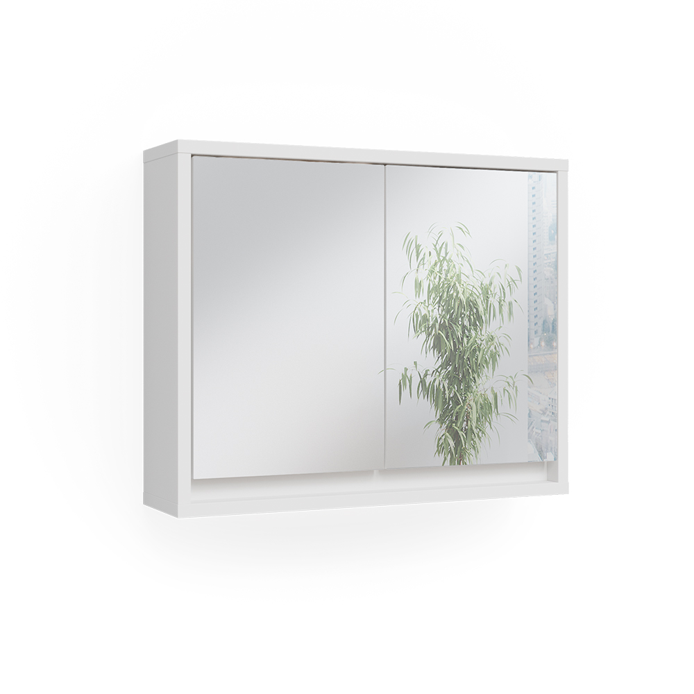 Kopalniška omarica z ogledalom "Mila", Bela, 55 x 45 cm, Vicco