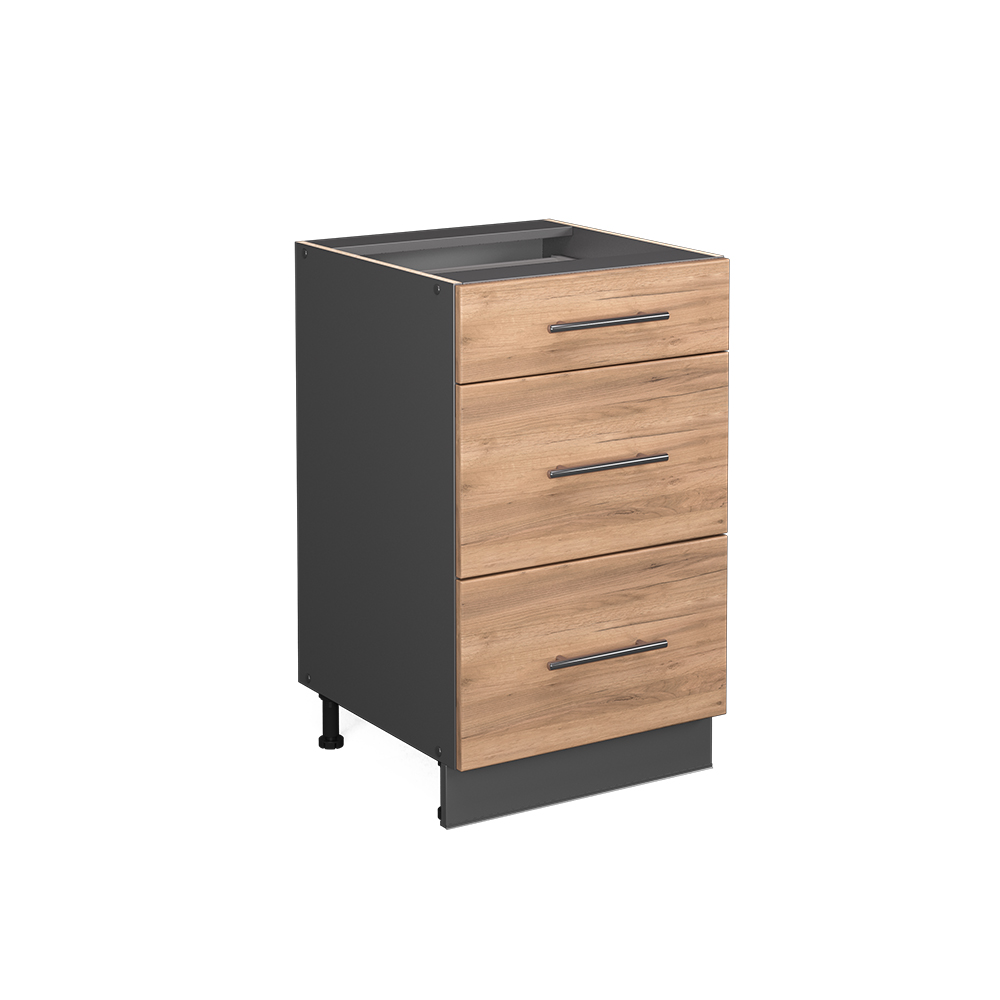 Mobiletto Base Cucina Vicco R-line - 30cm, Quercia Dorata/Antracite, Senza Piano | Modulo Componibile