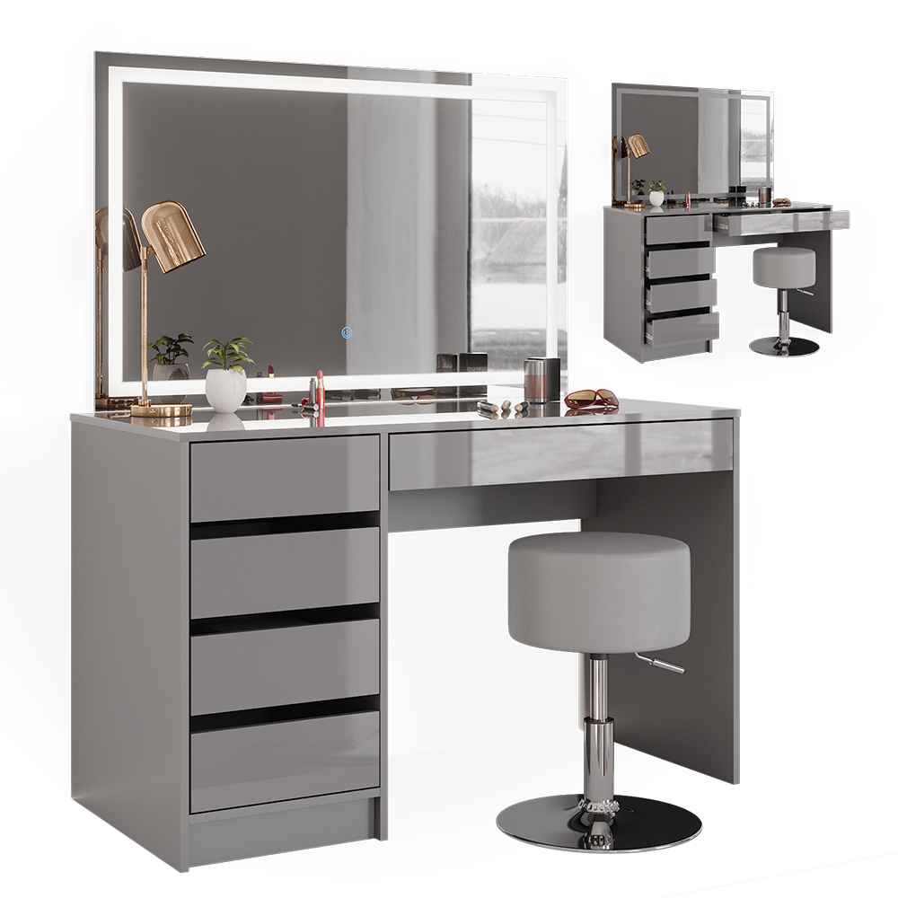 Kaptafel set met kruk Sherry Wit 120 cm met LED-verlichting en