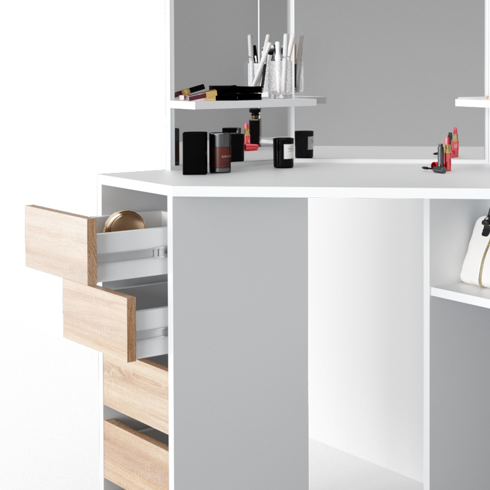 Vicco Coiffeuse Blanc 90cm avec miroir LED Vicco Coiffeuse Blanc 90cm avec miroir LED