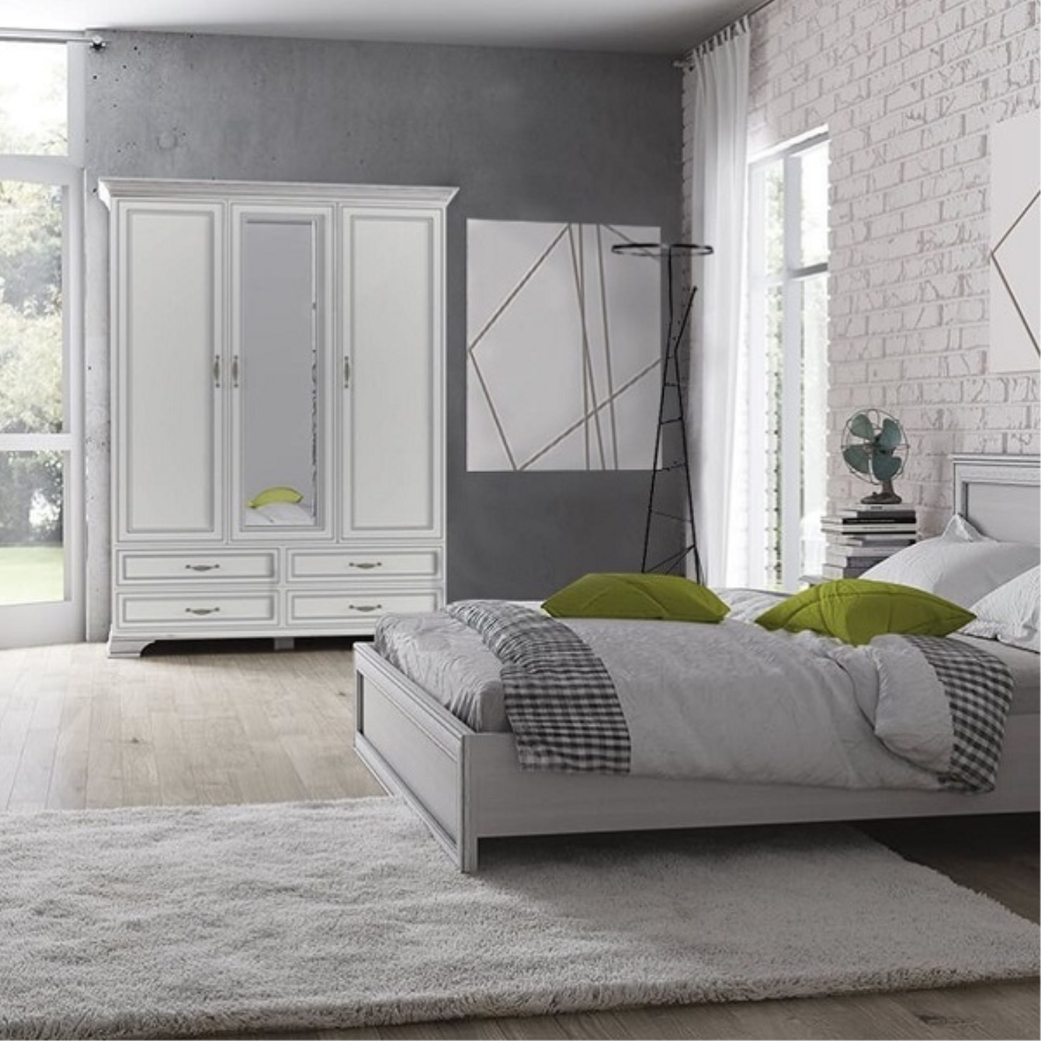 Schlafzimmerbett "Tifosi" Weiß 207.9 x 171.1 cm OK-Living