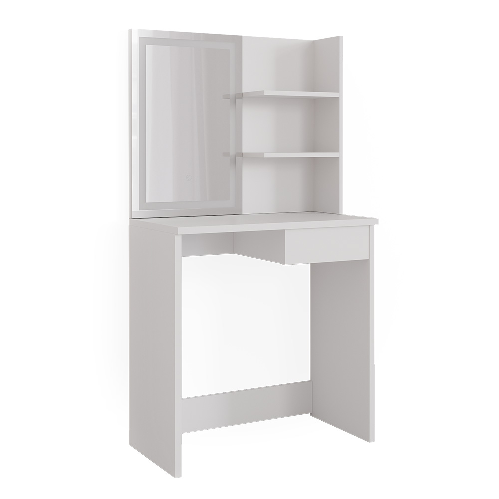 Moimhear Tavolo da toeletta bianco (senza sedie), include armadi