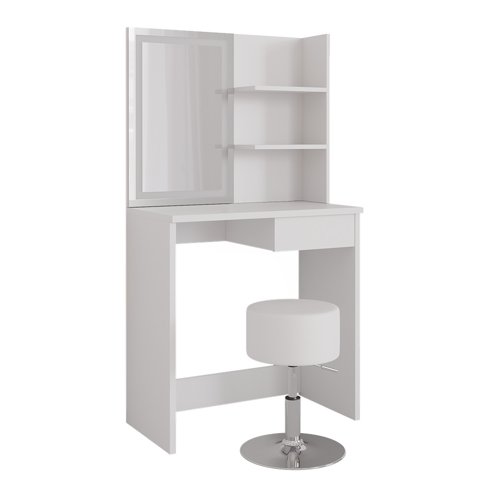HOMCOM Toeletta Tavolo Trucco con Specchio Illuminato a LED e Sgabello
