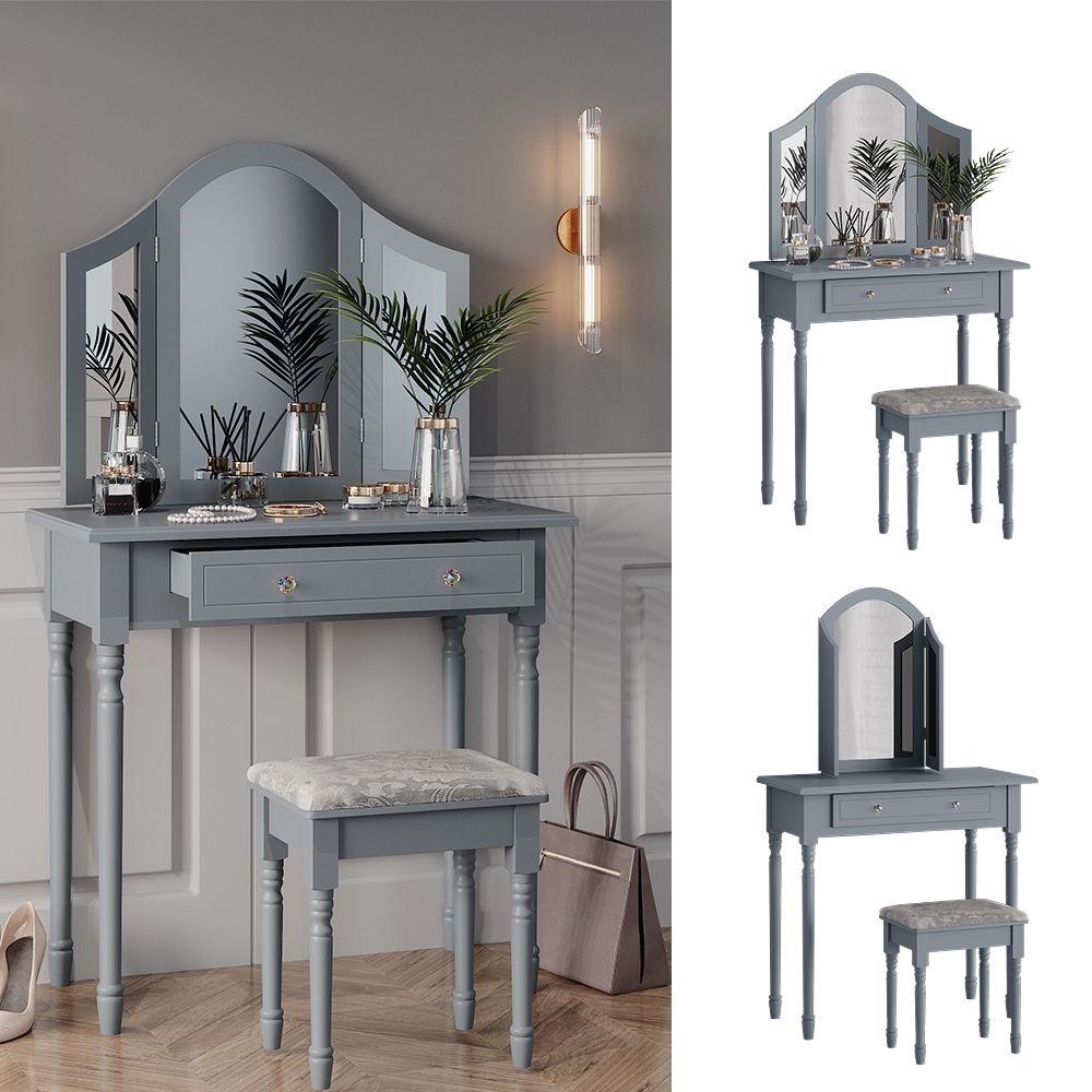 Kaptafel set met kruk wit 75x40x146.5 meghan