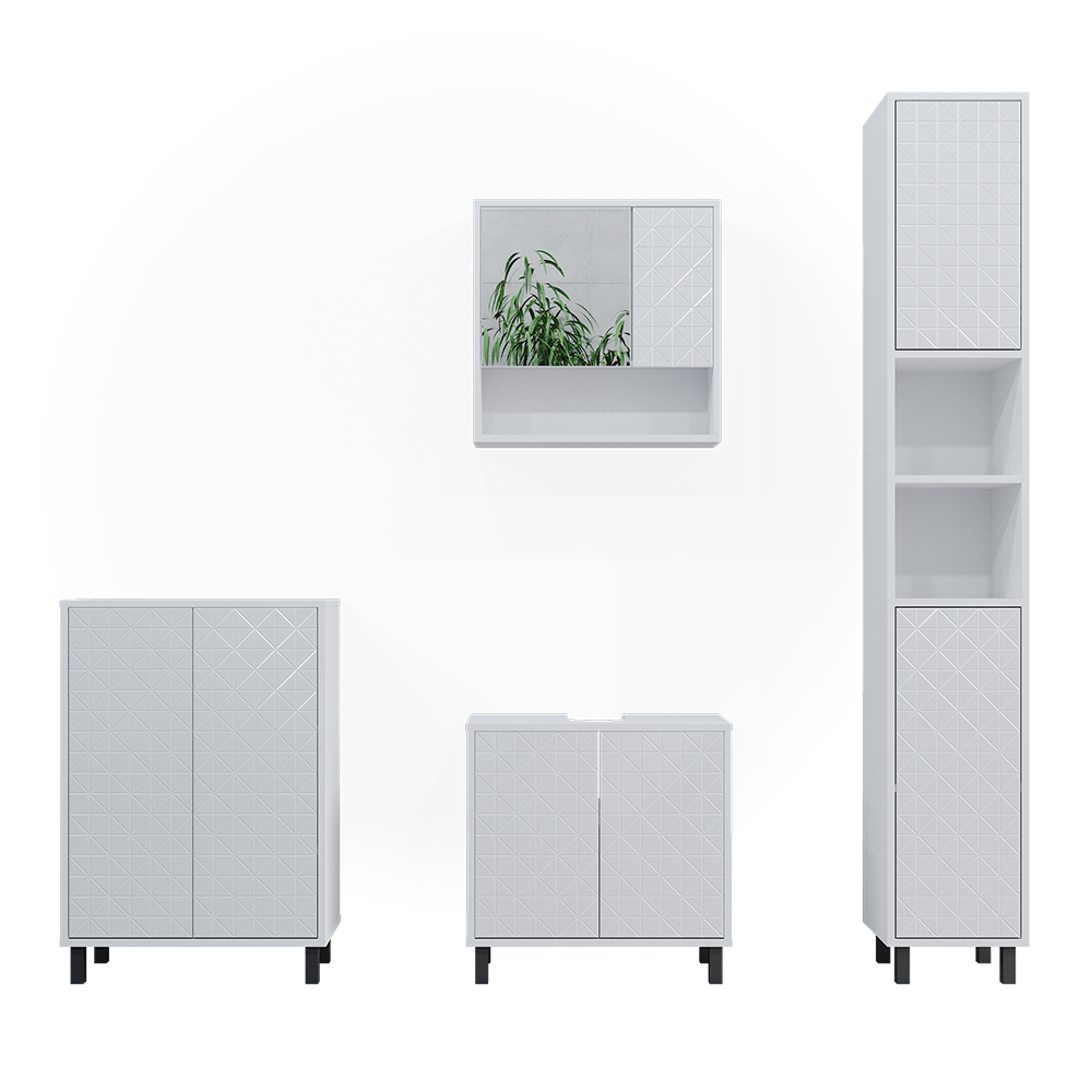 Ensemble Meuble Salle De Bain VICCO FYNN Blanc - 4 Pièces - 80 Cm - Neuf