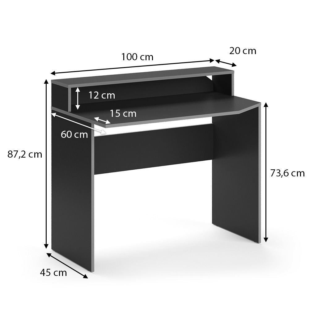 Igralna miza "Kron", Črna/siva, 100 x 60 cm, Vicco
