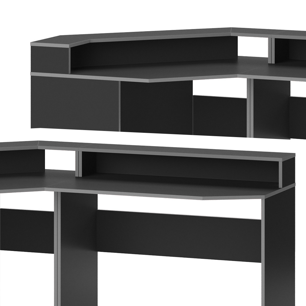 Igralna miza "Kron", Siva/Črna, 190 x 90 cm Kotna oblika, Vicco