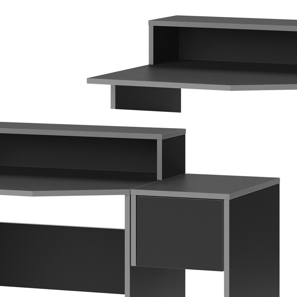 Igralna miza "Kron", Siva/Črna, 100 x 60 cm z omarico, Vicco