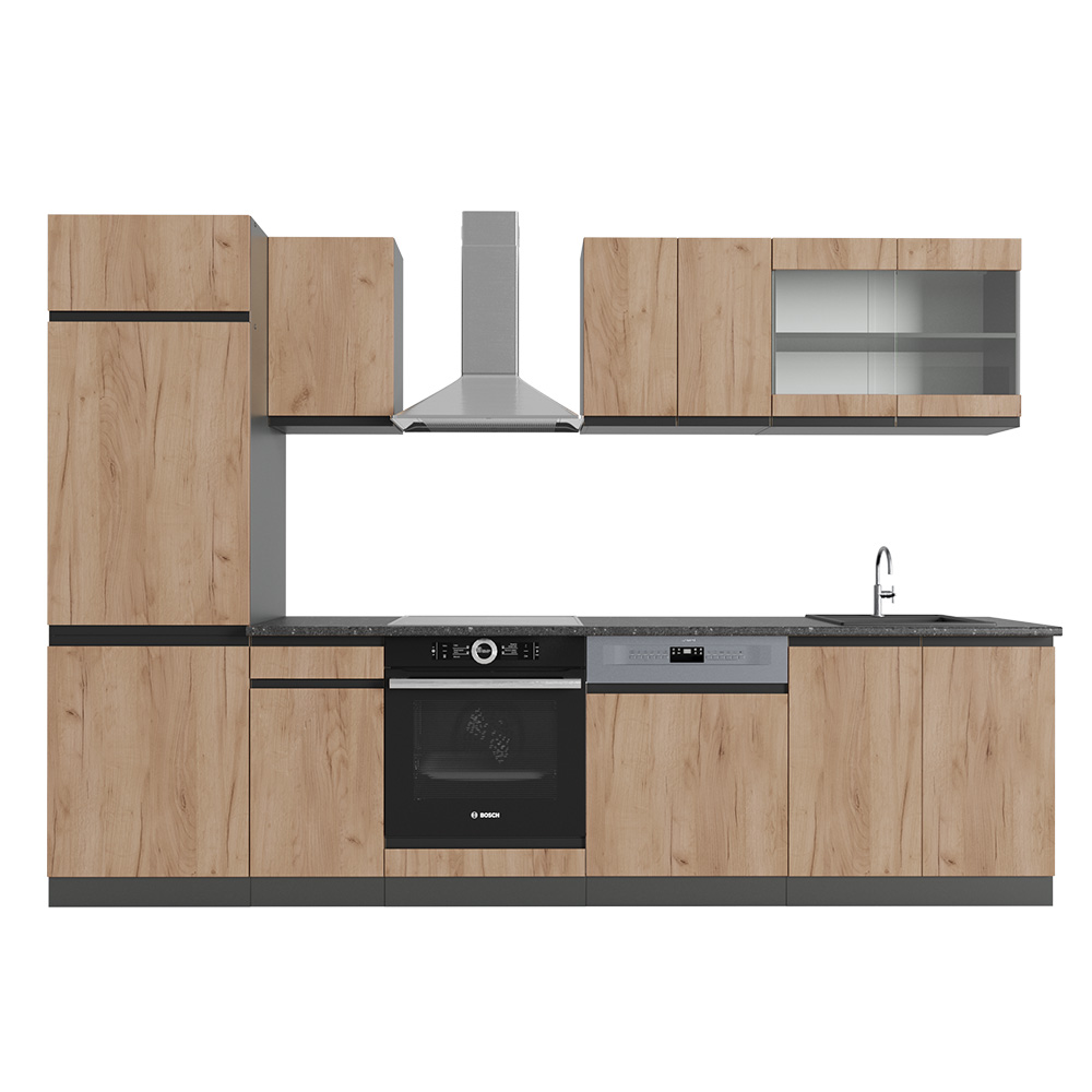 VICCO Bloc Cuisine R-line, Chêne Artisan/anthracite, 180cm Sans Pt