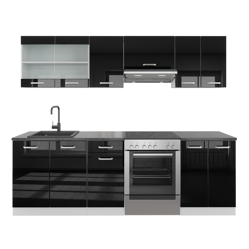 Vicco Mueble de cocina R-Line, Roble artesanal/blanco, 240 cm sin