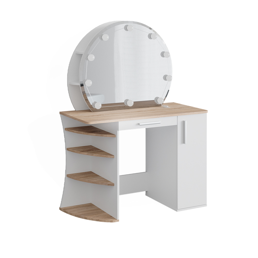 RELAX4LIFE Toeletta da Trucco con Luci LED a 3 Colori, Tavolo da Trucco con Stazione di Ricarica e 4 Cassetti, Postazione Trucco per Camera da Letto, Bianco