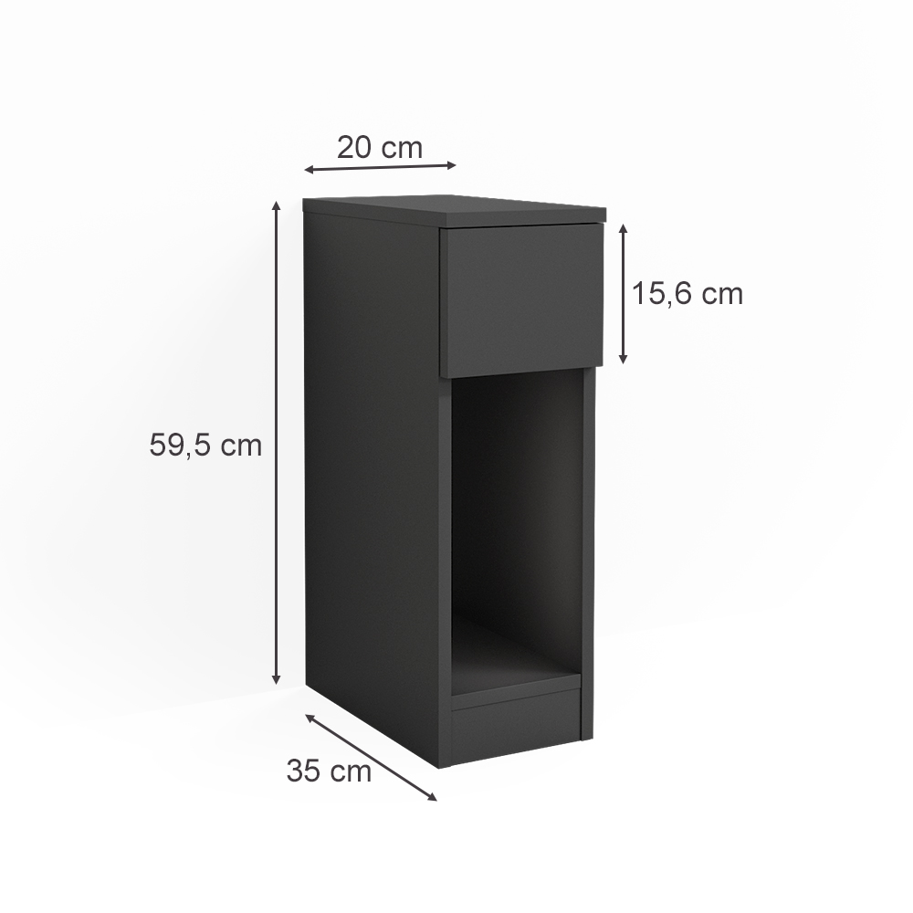 Nočna omarica "Enton", Črna, 20 x 59.5 cm Komplet 2, Vicco