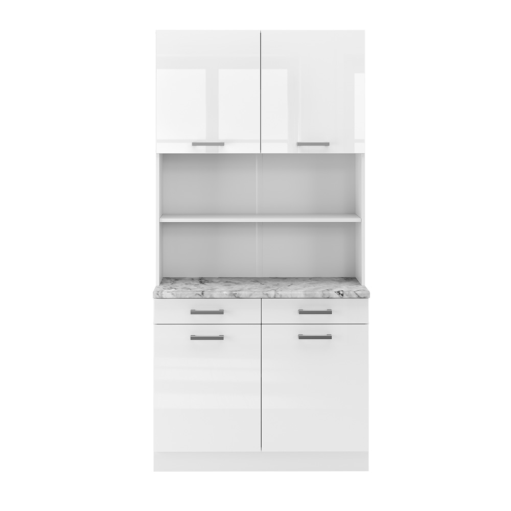 Küchenblock "R-Line" Weiß Hochglanz 80 cm mit Arbeitsplatte Vicco