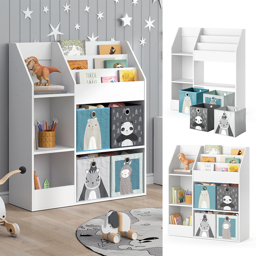 Vicco bibliothèque enfant Luigi, Blanc, 72 x 79 cm avec 2 boxes pliants