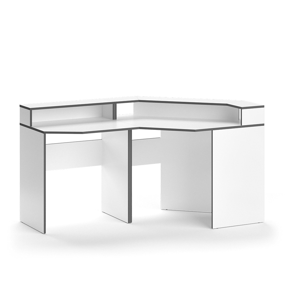 Gaming Tisch "Kron" Weiß/Grau 90 x 90 cm Vicco