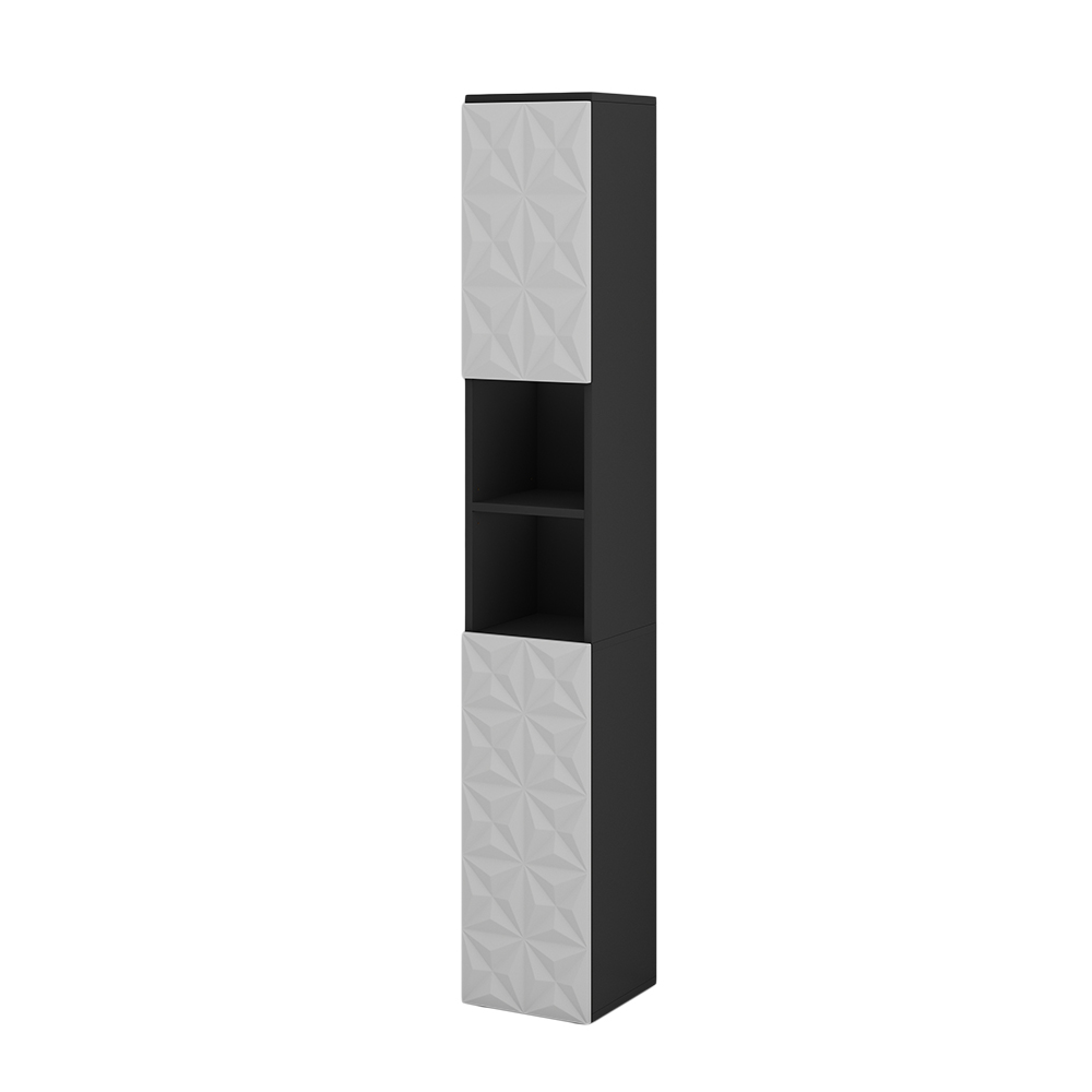 Badschrank "Edge" Schwarz/Weiß 30 x 189.5 cm mit 2 Türen und 3 Fächer Vicco