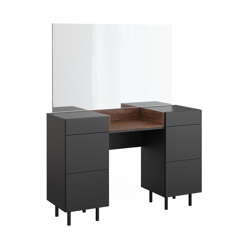 Coiffeuse Vicco Sherry – Anthracite – Miroir, 5 Tiroirs – Neuf En Colis