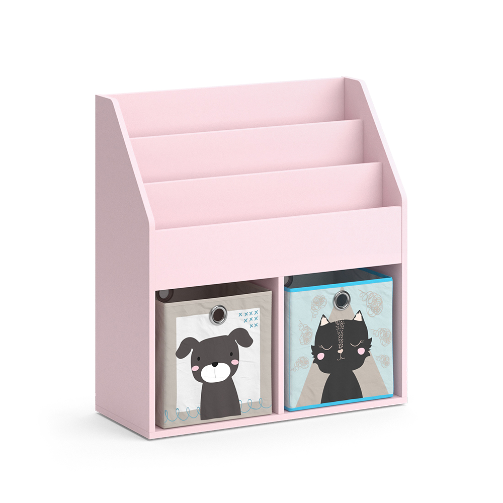 Otroška polica "Luigi", Roza, 72 x 79 cm z 2 zložljivima škatlama (pes, mačka), Vicco