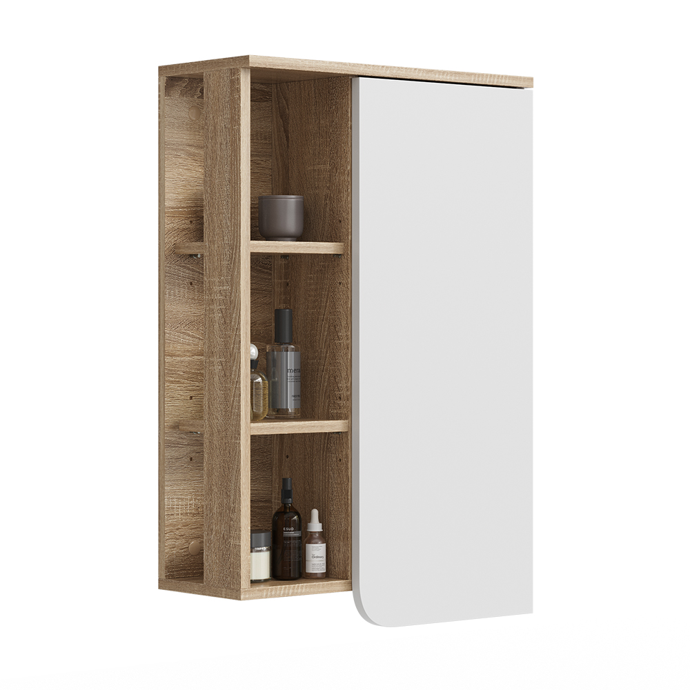 Badschrank "Karen" Sonoma/Weiß 50 x 75 cm mit Tür und offenen Fächern Vicco