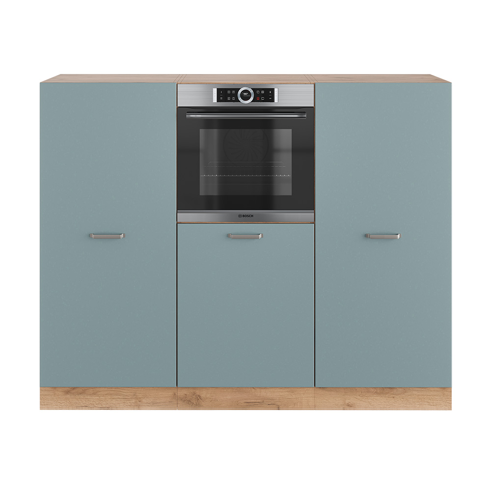 Vicco Küchenblock "R-Line", Blau-Grau/Goldkraft Eiche, 180 cm ohne Arbeitsplatte