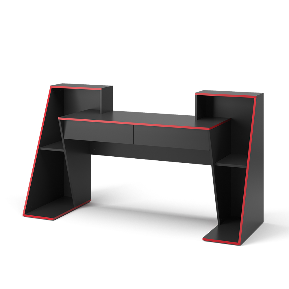 Gaming Tisch "Roko" Schwarz/Rot 170 x 60.3 cm mit 2 Schubladen Vicco