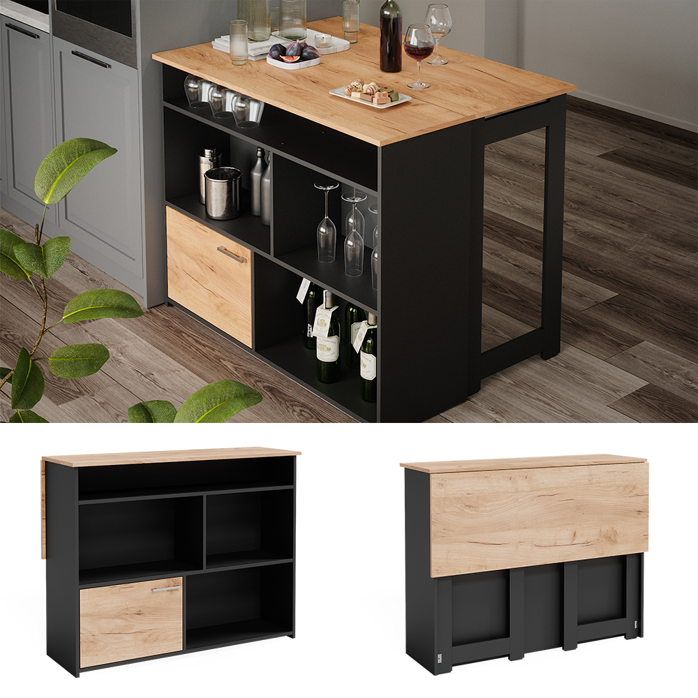 Vicco PC-kast Tomy, Antraciet/gouden eik, 28.5 x 50 cm 2 compartimenten | Antraciet/Goudkleurig Eiken | PC-kast | 406673149576406