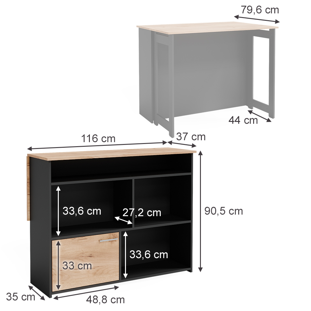 Vicco Bartafel Eik goud/antraciet 57 x 117 cm, Repose | 406673150262206